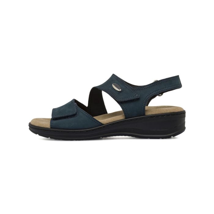 Sandali comfort da donna in pelle blu effetto scamosciato Casual Comfort