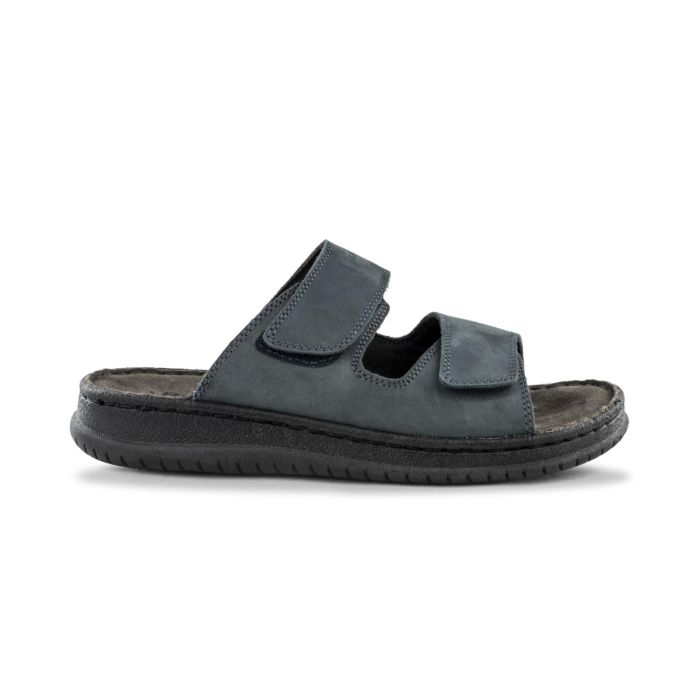 Sandali a fascia da uomo in pelle blu scuro effetto scamosciato con strappi Road 3