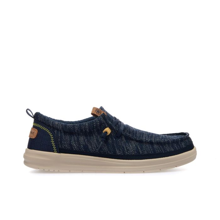 Sneakers slip-on blu in tessuto con lacci