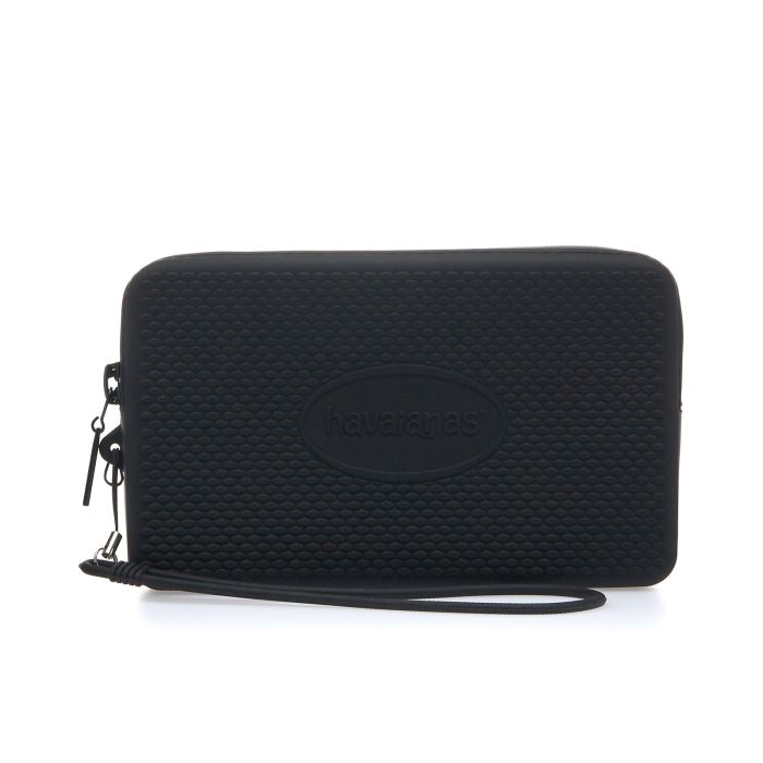 Bustina nera da mare in gomma con zip e laccetto