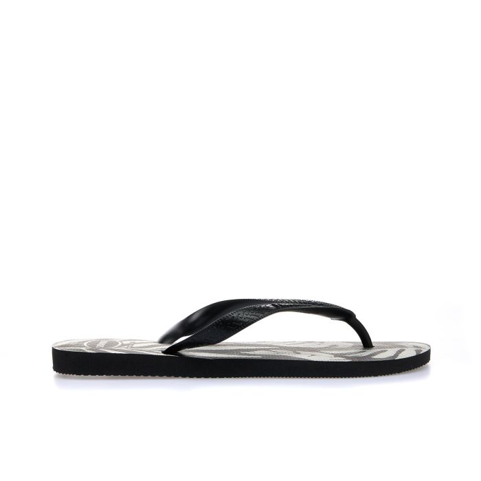 Ciabatte infradito nere da mare in gomma stampa foglie
