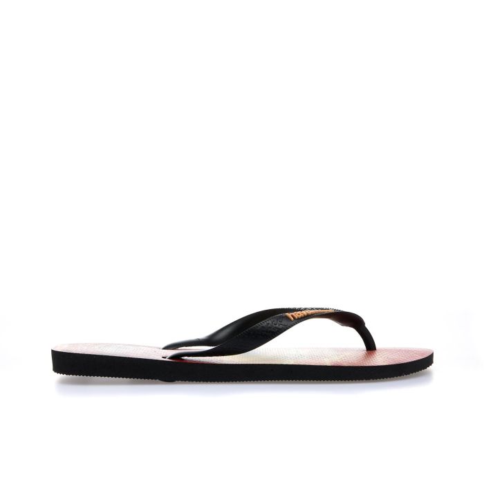 Ciabatte infradito nere e rosse da mare in gomma con stampa