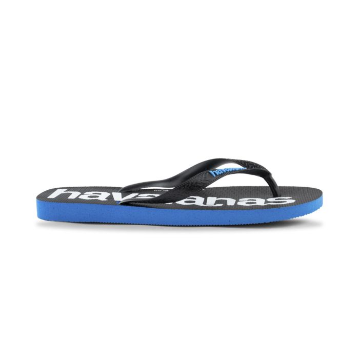 Ciabatte infradito mare nere da uomo con maxi logo bianco e logo blu Havaianas