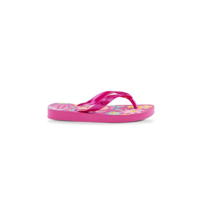 Ciabatte infradito mare fucsia da bambina con vivace stampa floreale e cinturini brillanti Havaianas
