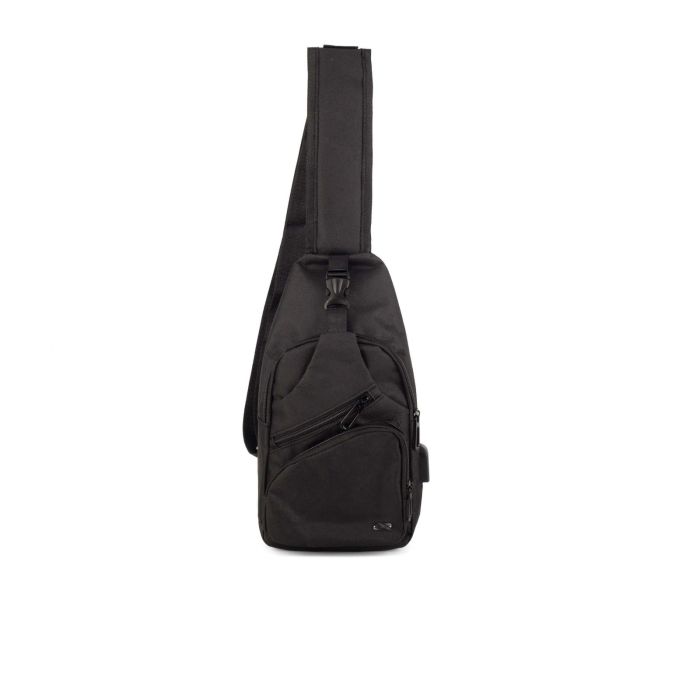 Zaino nero monospalla con zip