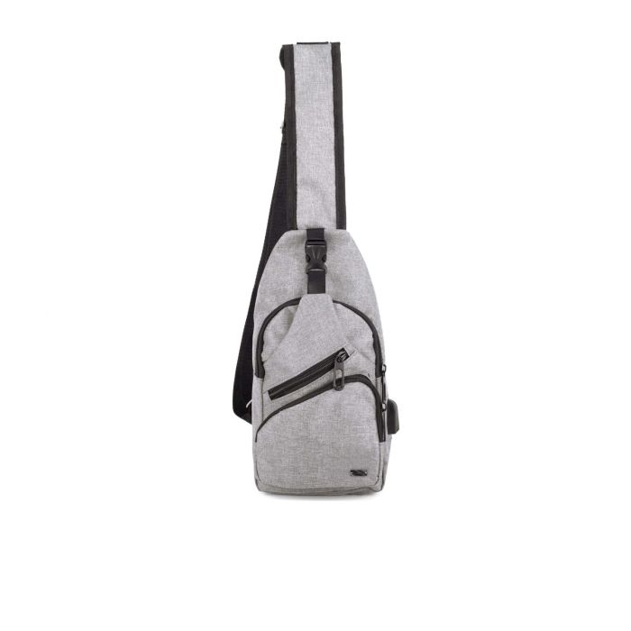 Zaino grigio monospalla con zip
