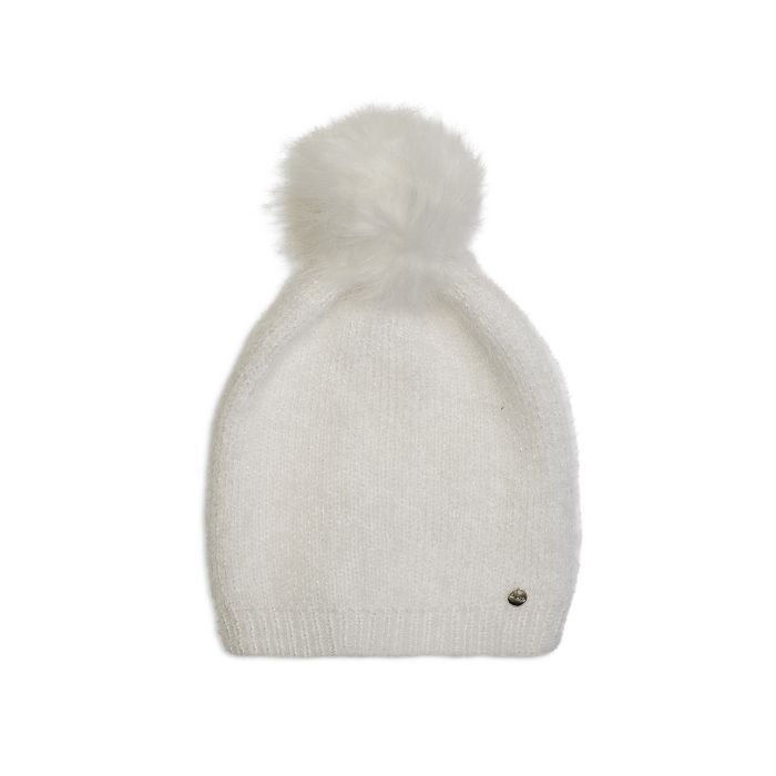 Berretto bianco con  glitter con pon pon