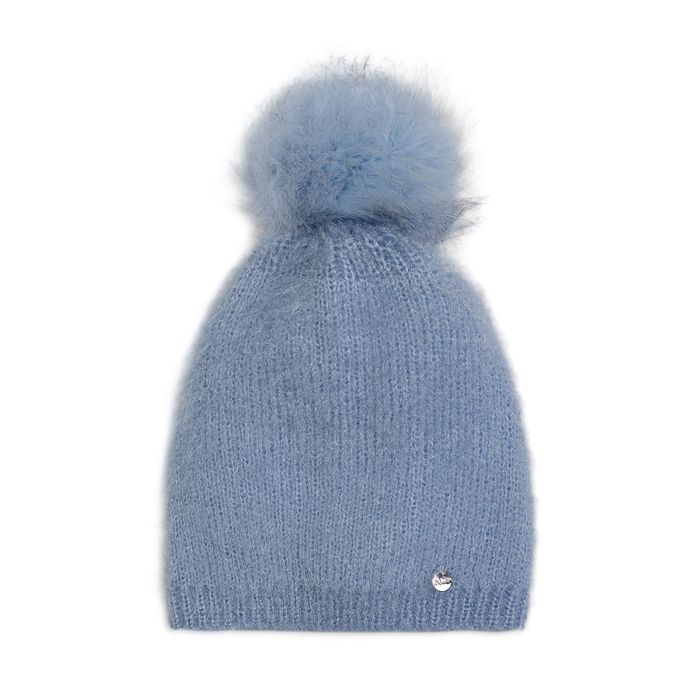 Berretto azzurro con glitter con pon pon