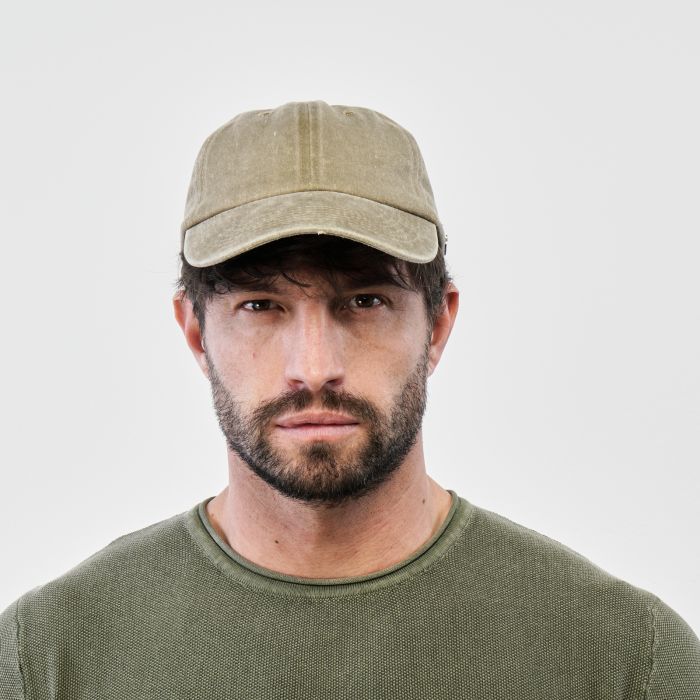 Cappellino beige in tinta unita effetto vintage