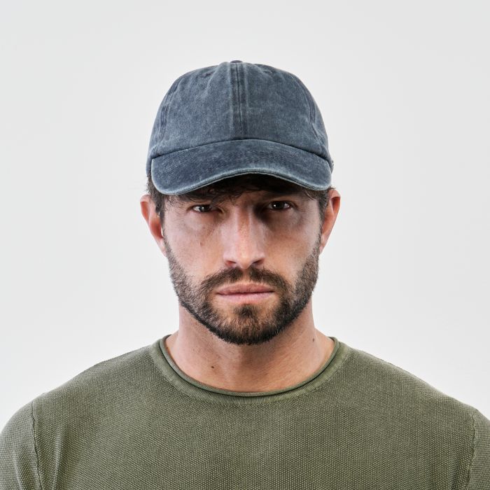 Cappellino blu in tinta unita effetto vintage