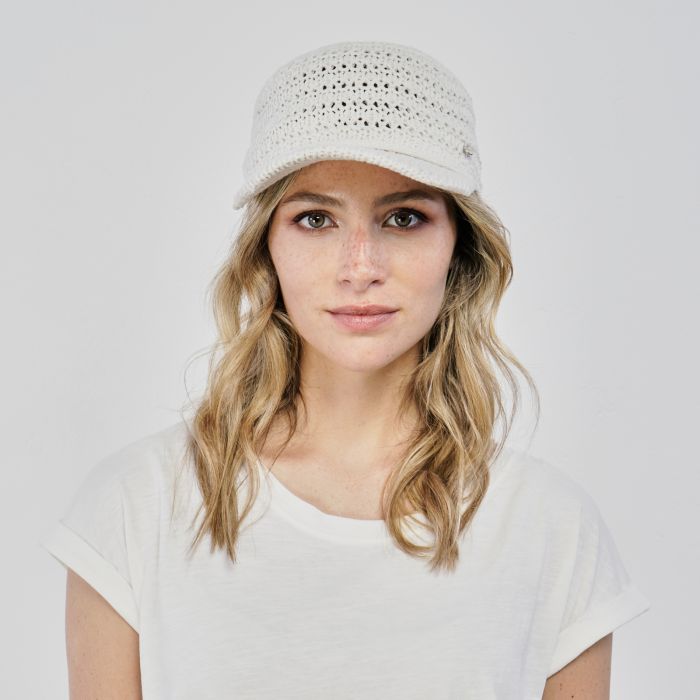 Cappellino bianco in tessuto con visiera