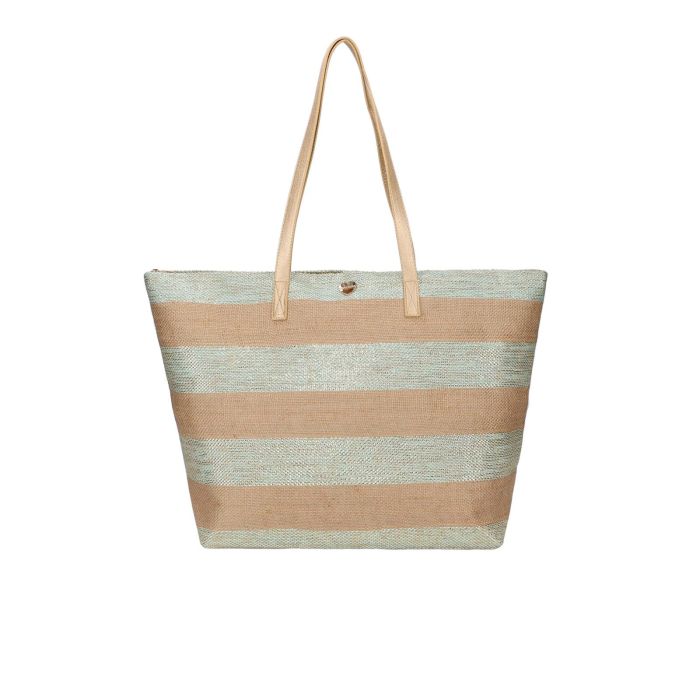 Shopper beige e verde da mare fantasia a righe
