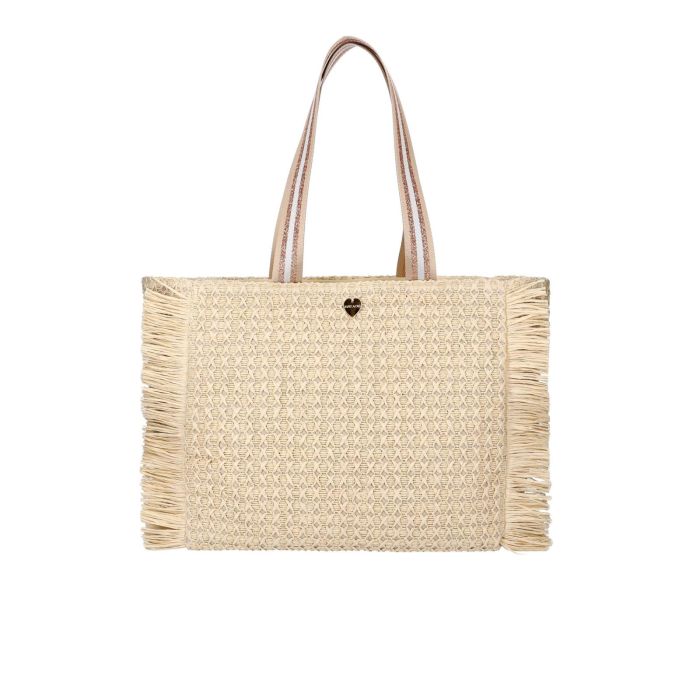 Shopper beige da mare in simil paglia