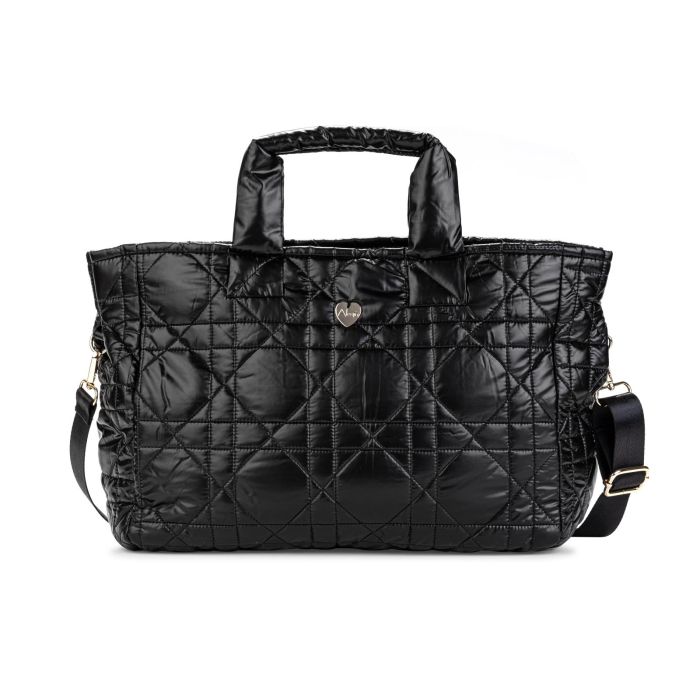 Borsa nera effetto trapuntato con tracolla removibile