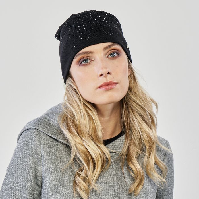 Cuffia nera con strass