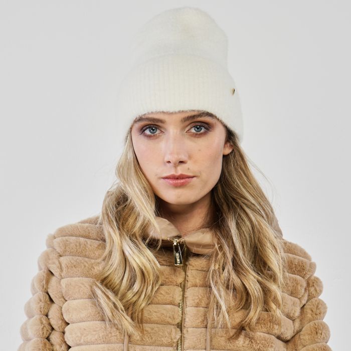 Cuffia panna con risvolto