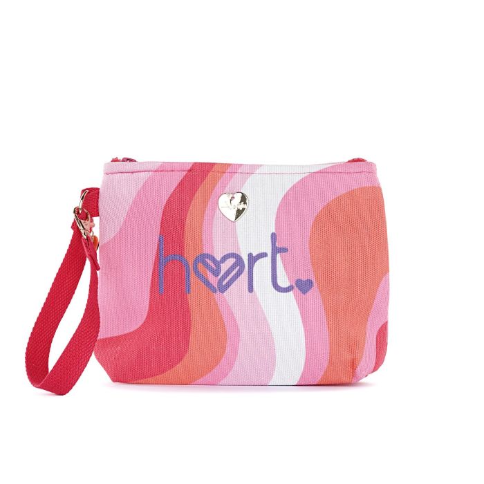 Pochette mare rosa da donna con stampa scritta e zip