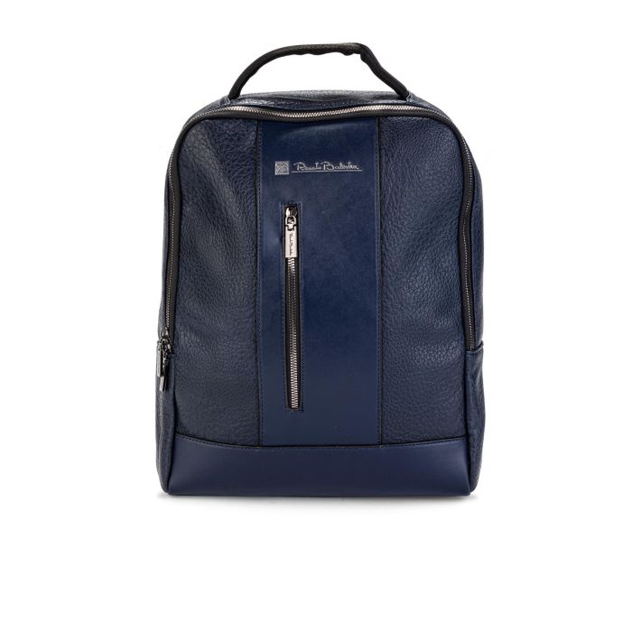 Zaino blu con zip e logo