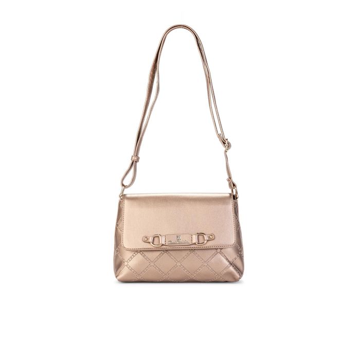 Borsa a tracolla oro regolabile con chiusura a patta