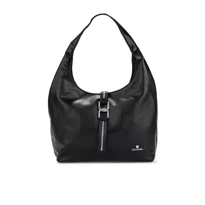 Hobo bag nera con cinturino con strass