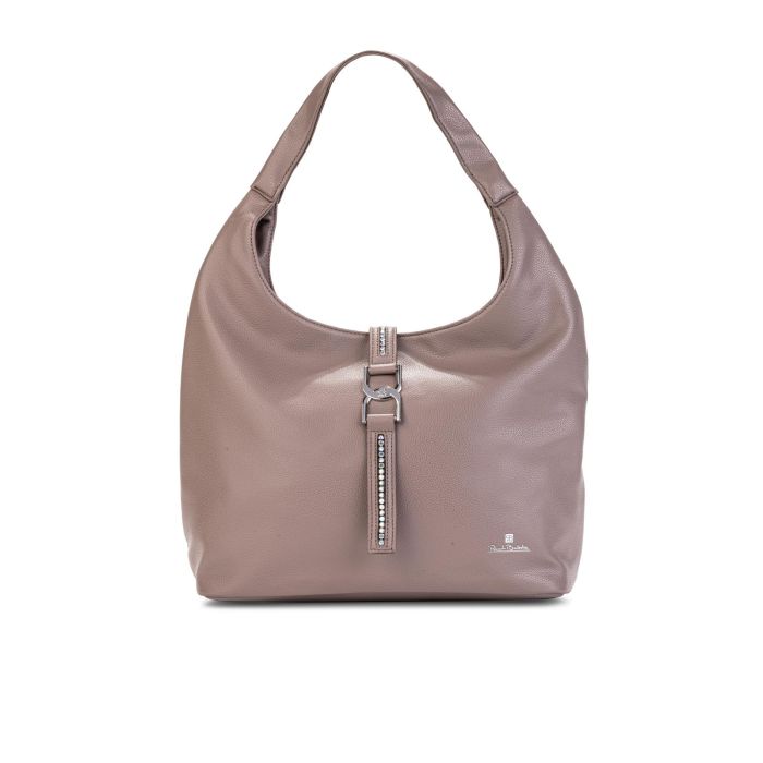 Hobo bag beige con cinturino con strass