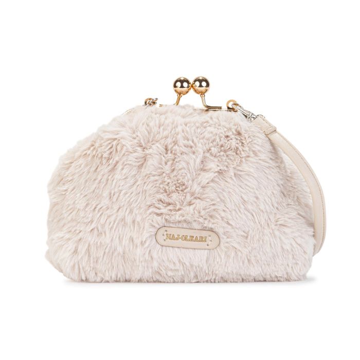 Pochette bianca in peluche con tracollina removibile