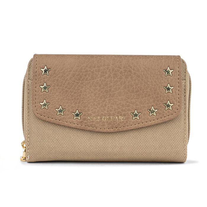Portafoglio marrone da donna con logo e dettaglio borchie a stelline