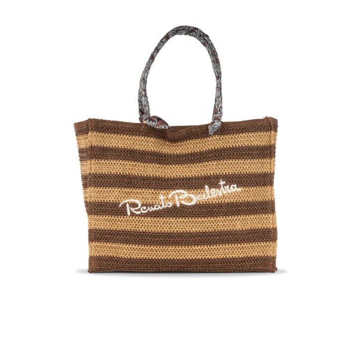 Shopper donna marrone da mare con logo