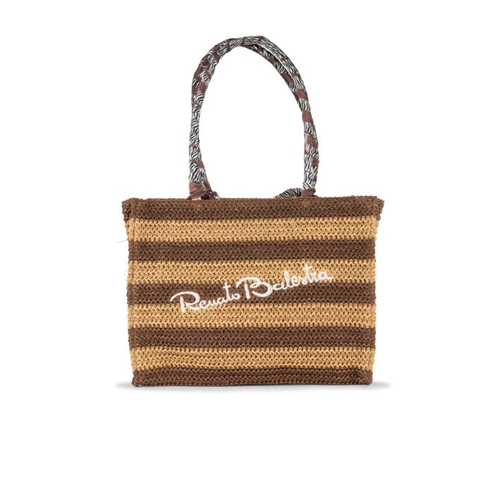 Shopper piccola donna marrone da mare con logo