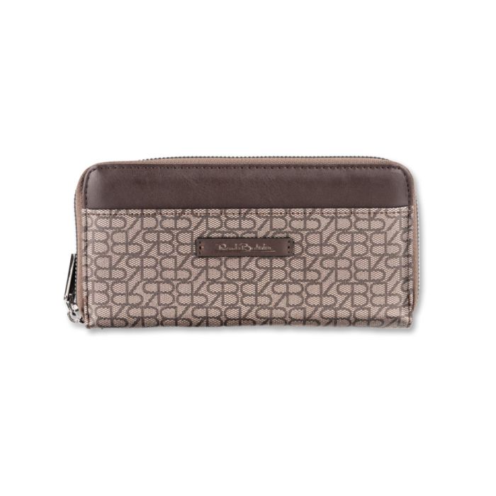 Portafoglio marrone da donna con stampa multi logo