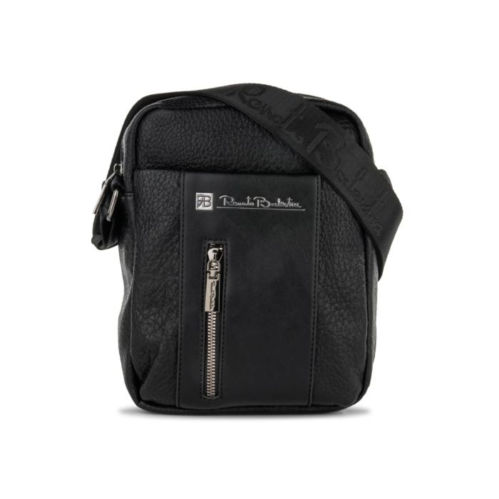 Borsello nero da umo con tracolla e tasca con zip