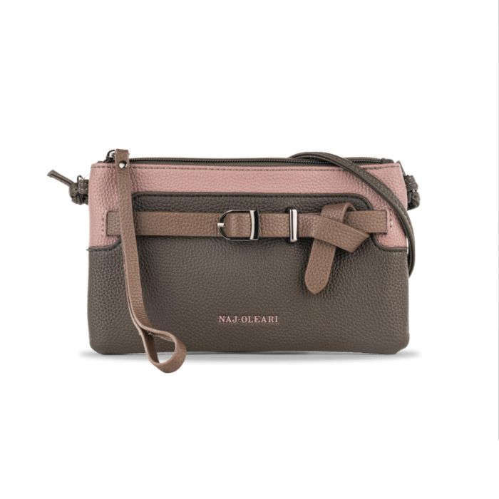 Pochette marrone da donna con dettaglio fibbia