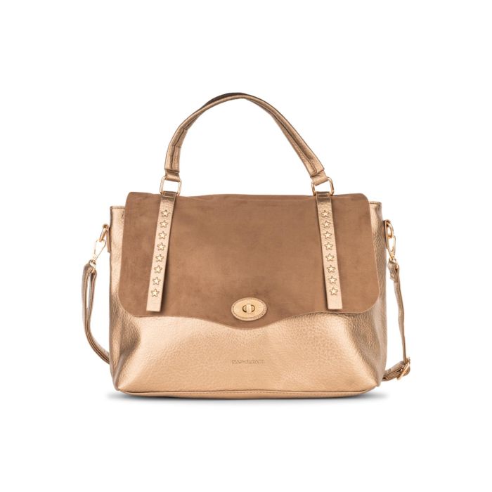 Borsa beige a mano da donna con fibbie dettaglio stelle