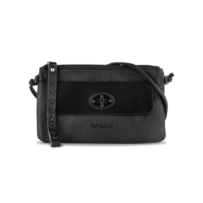 Pochette nera da donna con fibbie dettaglio stelle