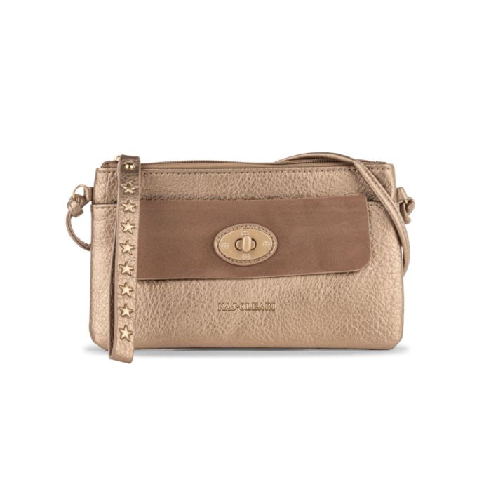 Pochette beige da donna con fibbie dettaglio stelle