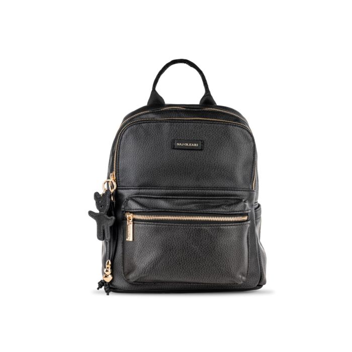 Zaino nero da donna con ciondolo orsetto