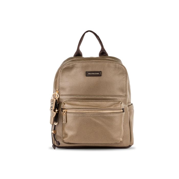 Zaino beige da donna con ciondolo orsetto