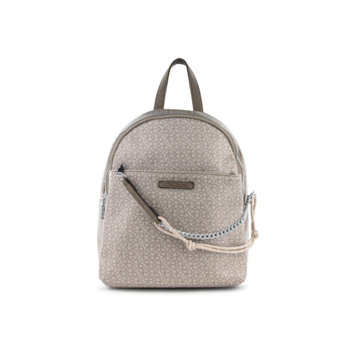 Zainetto grigio da donna con stampa logo e catena decorativa Renato Balestra