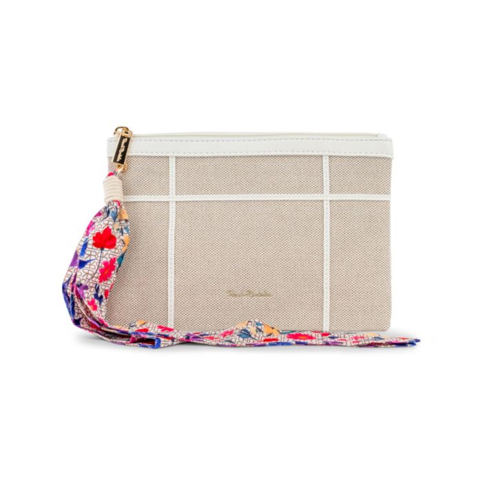 Bustina bianca e beige da donna con dettaglio foulard Renato Balestra