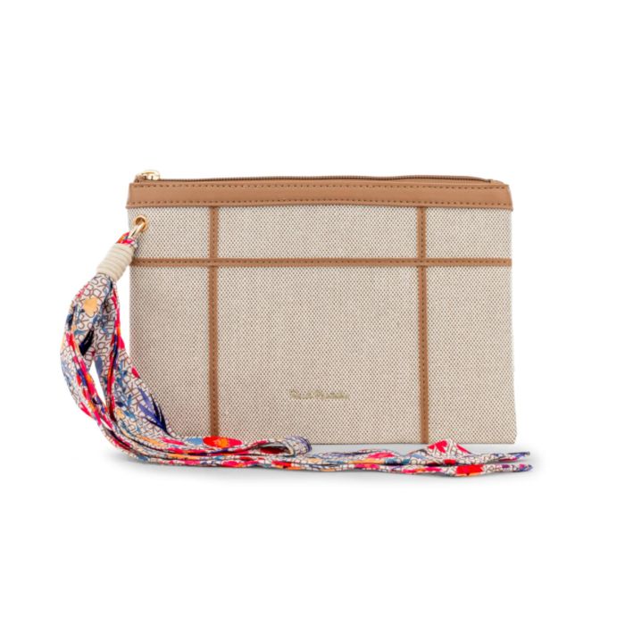 Bustina marrone e beige da donna con dettaglio foulard Renato Balestra