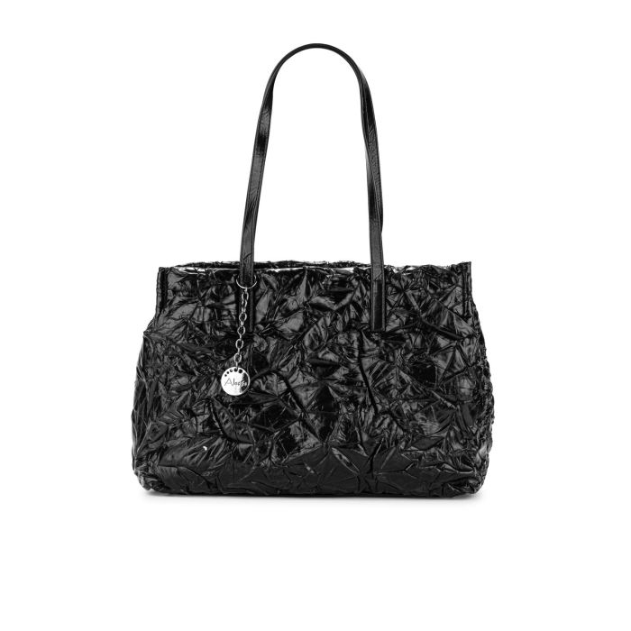 Shopper nera effetto pieghe