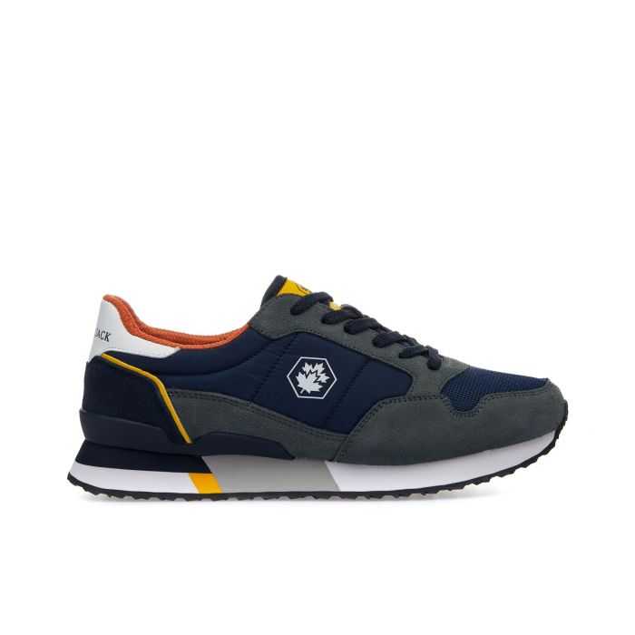 Sneakers blu e grigie in pelle con logo