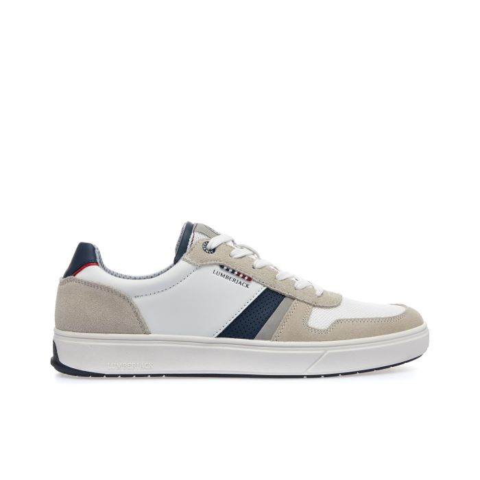 Sneakers beige in pelle con cuciture