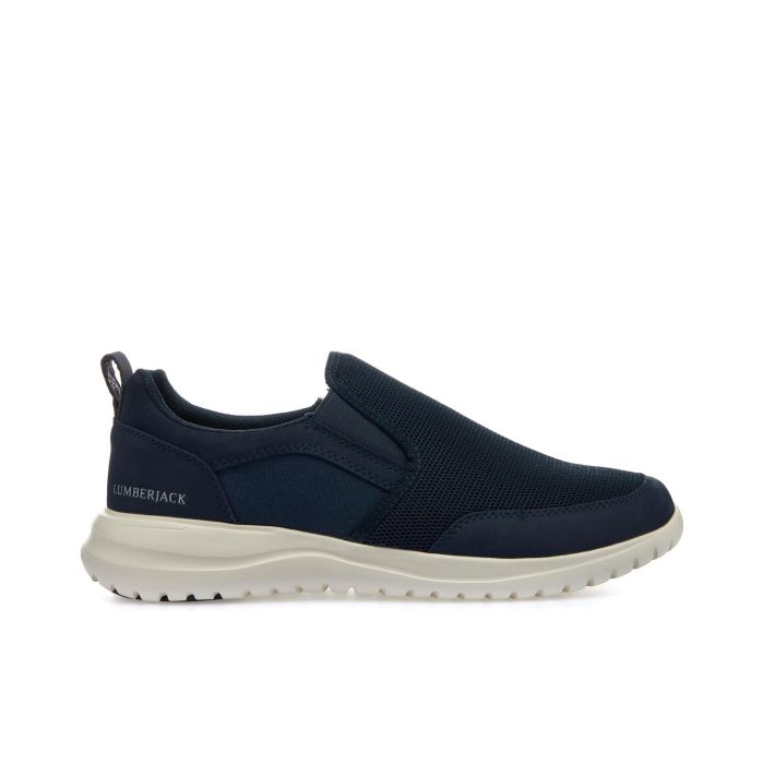 Sneakers blu slip-on in pelle con logo