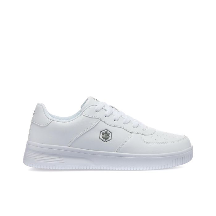 Sneakers bianche in pelle con logo laterale
