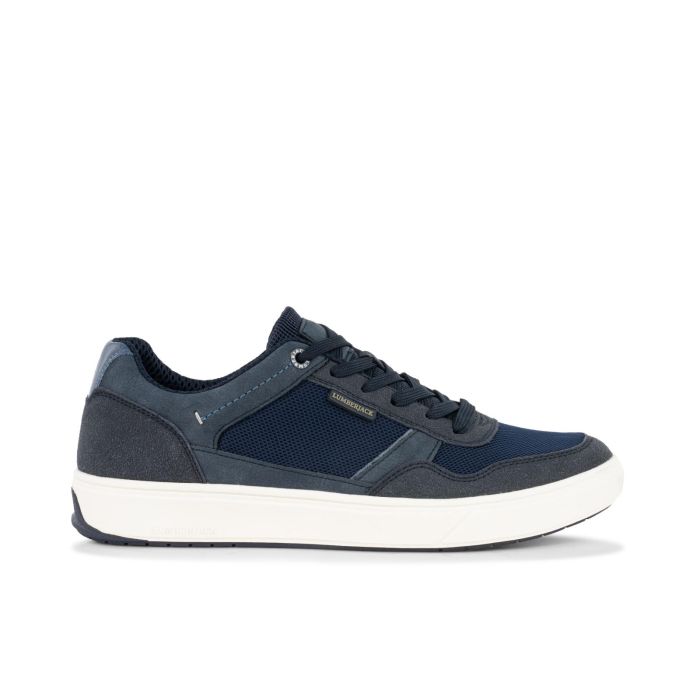 Sneakers basse blu da uomo in tessuto