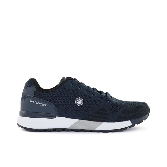 Sneakers blu da uomo in tessuto con logo laterale