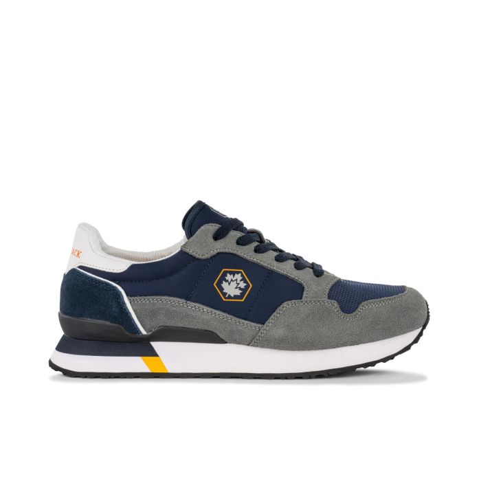 Sneakers grigio e blu in pelle da uomo