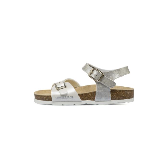 Sandali da ragazza argento glitter e bianchi con doppie fibbie Lumberjack