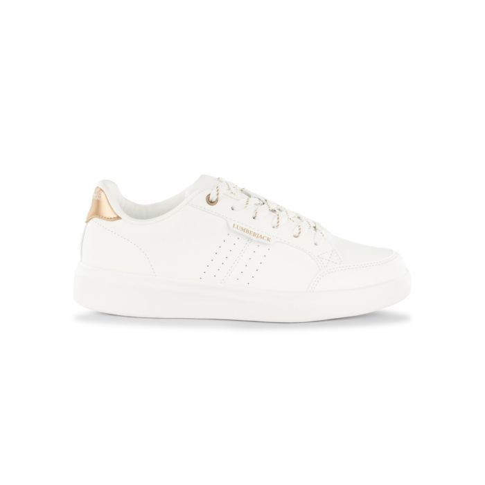Sneakers Lumberjack bianche da donna con inserti oro rosa